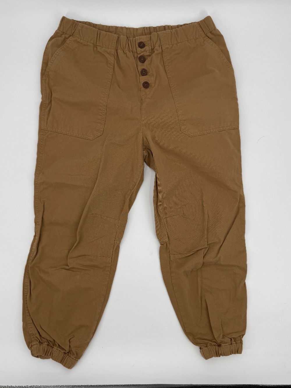 Free People Tan Brown Utility Jogger Cargo Pants Button Fly Boho Earthy Women L